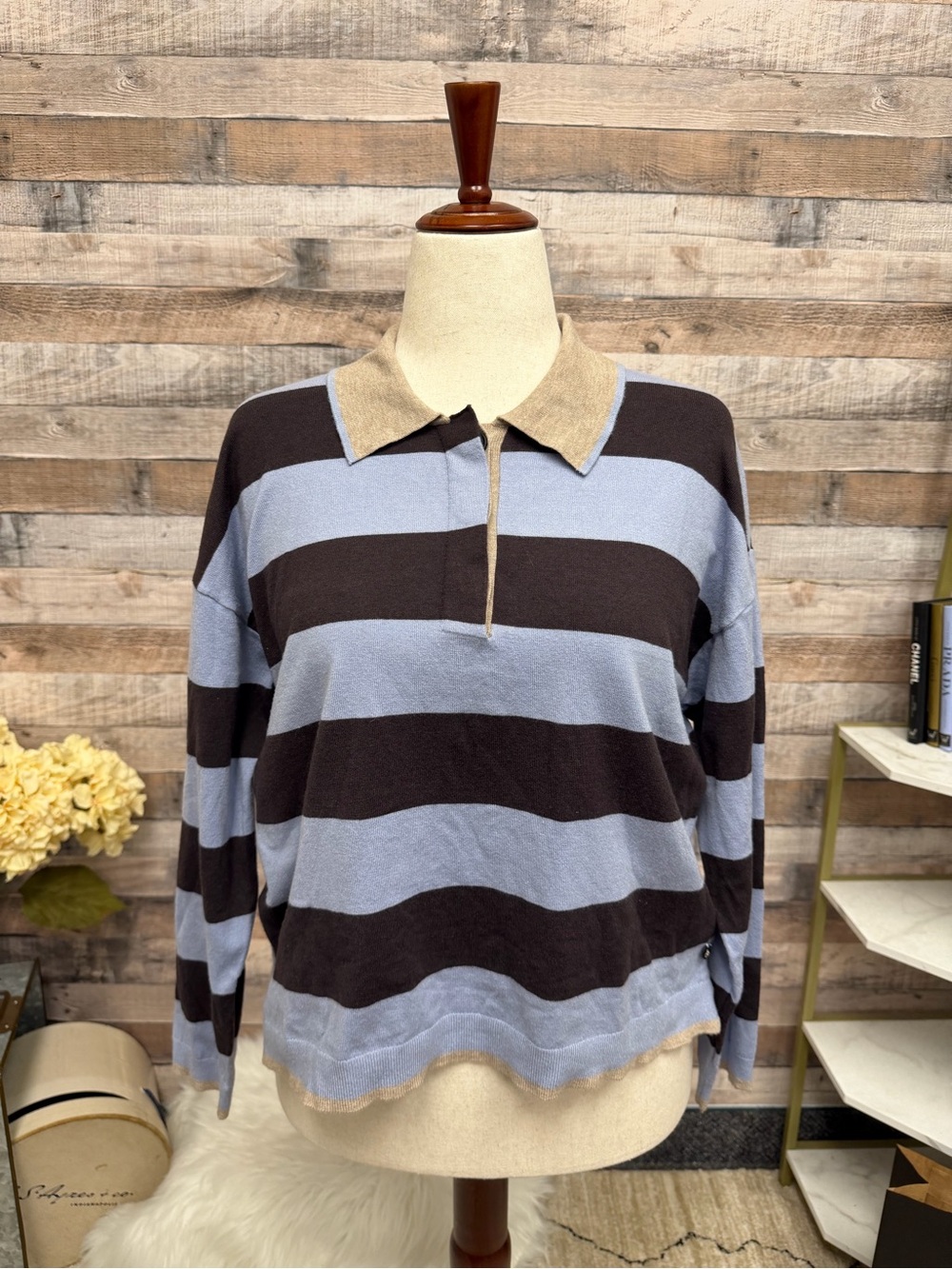 Scotch & Soda Brown & Purple Stripe Rugby Polo
